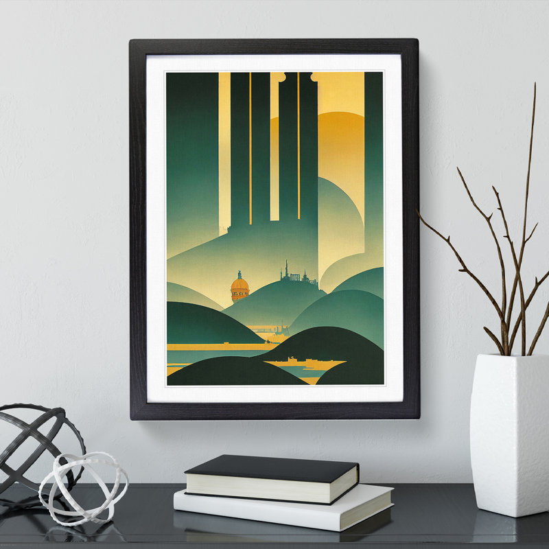 Mountain Landscape Abstract No.3 - Framed Print, Black, 64cm H x 46cm W x 2cm D