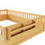 Lit à plancher double naturel, rails hauts, lit en bois avec tablette à DEL et de rangement, améliore le sommeil, le rangement et l'espace sécuritaire confortable