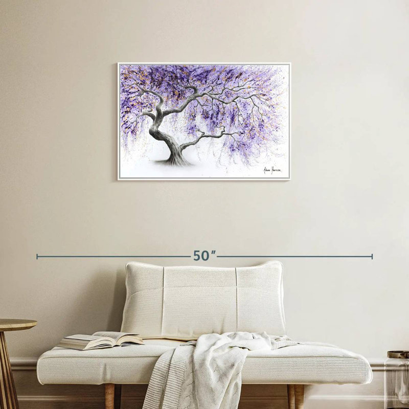 Arbre de prospérité mauve, Cadre flottant blanc, 31 po x 21 po
