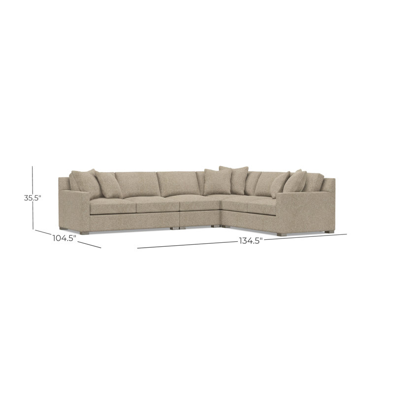 Kelsey Sectional, Tan Polyester, 35.5" H x 134.5" W x 104.5" D