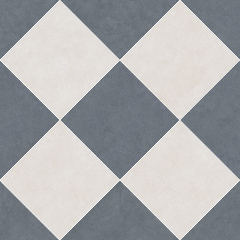 Lithos 12X12 Checkerboard Marfil And Cobalto, Marfil/Cobalto