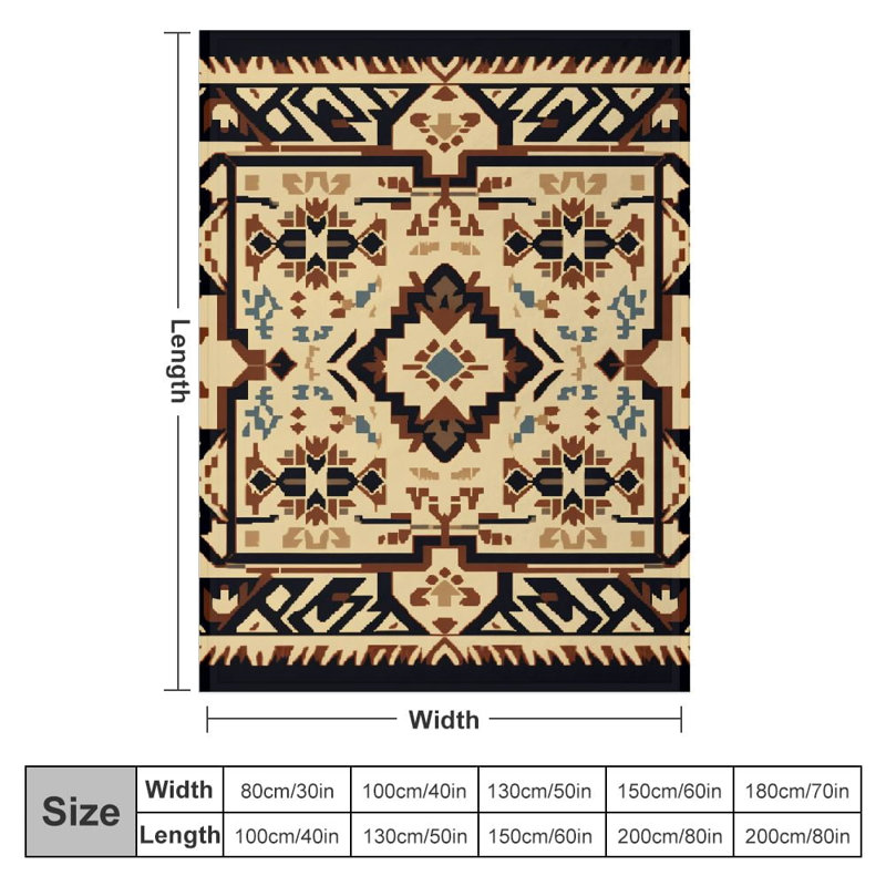 Jeté rustique pour homme 30 po x 40 po, couverture aztèque de style sud-ouest, sherpa bohémien, couverture de flanelle à motif géométrique à motif géométrique brun noir et blanc