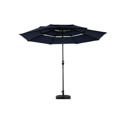 Parasol automatique d'extérieur à 3 niveaux pour terrasse - Bleu marine. Matériau en aluminium, housse de 180 g (sans cadre de jardin, auvent respirant)