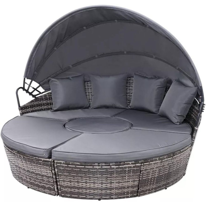 Antonien 180cm Wide Circle Patio Daybed with Cushions, Grey