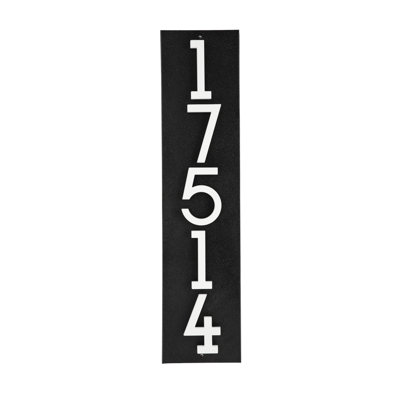 Floating Stand-Off 5-Number Vertical Sign, Black /W/ White Modern Font Numbers