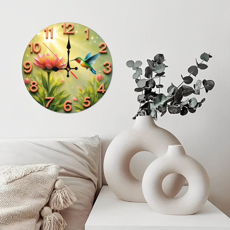Horloge florale colibri