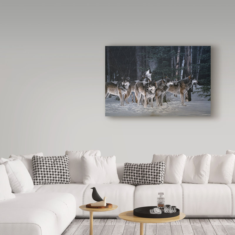 «Breaking The Silence Wolves» par Etelca, impression sur toile tendue, H 22 po x l 32 po x P 2 po