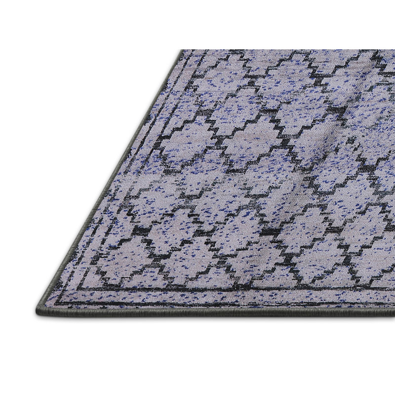 Tapis oriental bleu / noir, Tapis de couloir 2 pi x 5 pi