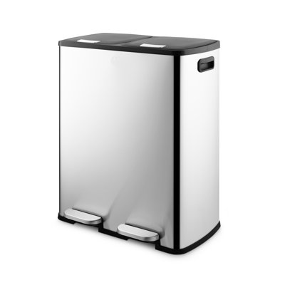 Swan 90L Recycling bin with 3 x 30L Compartments, Soft Close Lids, Foot Pedal System, Removable Inner Buckets, Stainless Steel with Fingerprint Proof Finish