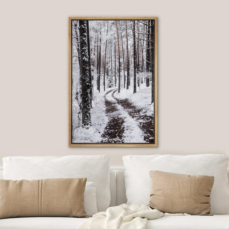 «Winter Snow Forest Trees» sur, Cadre flottant naturel, H 24 po x l 16 po