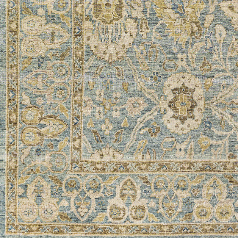 Wool Floral Area Rug, Rectangle 9' x 12'