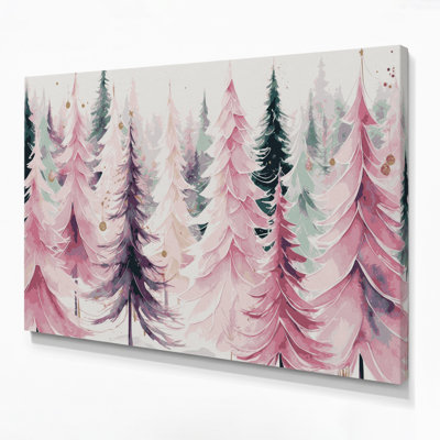 Art mural sur toile, arbres de Noël roses