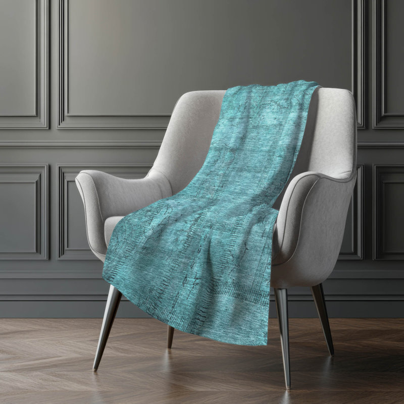 Addison Machine Washable Sherpa Throw Blanket, Sarcelle, Abstract Monochromatic