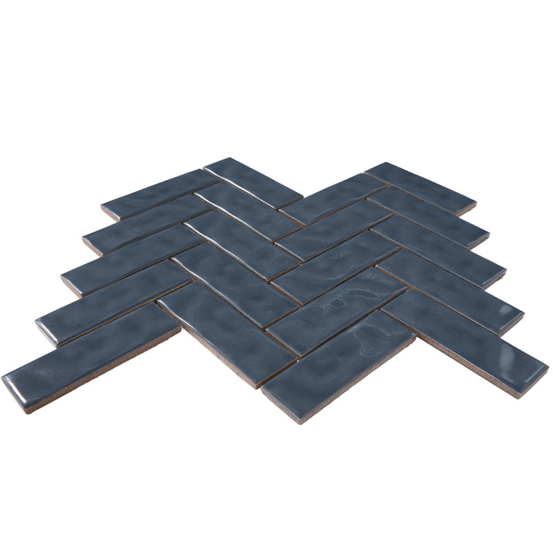 1.35" x 4.35" Porcelain Mosaic Wall & Floor Tile, Blue