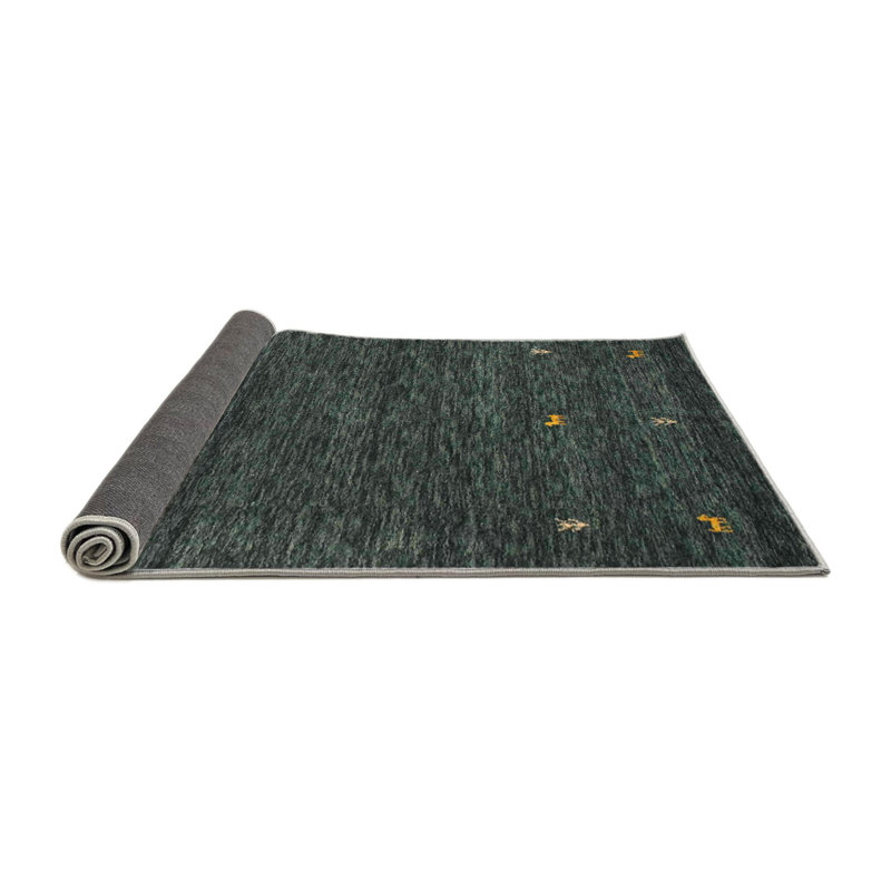 Tapis gris/vert d’olive contemporaine Stegeman, Rond 5 pi