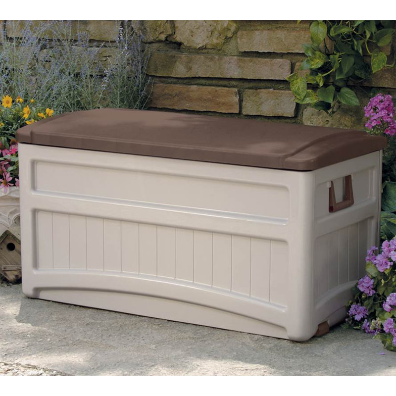 Suncast 23.5'' W 73 Gallons Plastic Deck Box in Brown