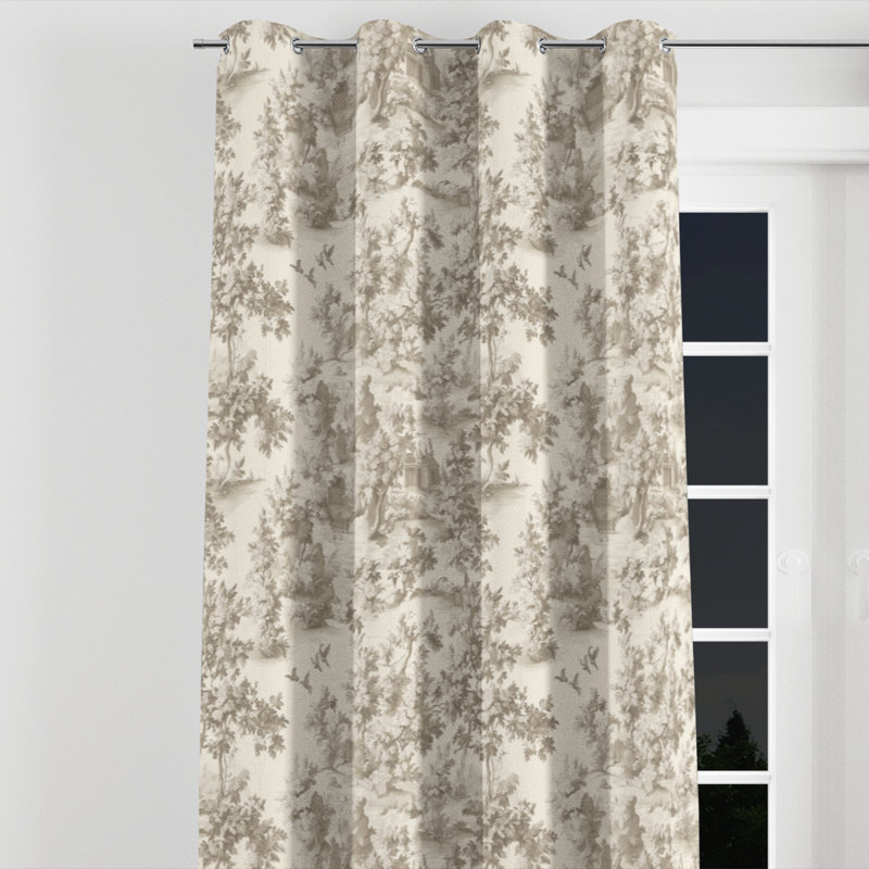 Panneaux de rideaux French Country - Rideau à œillets beige neutre - 1 panneau, L 52 po x L 63 po, Œillets argentés