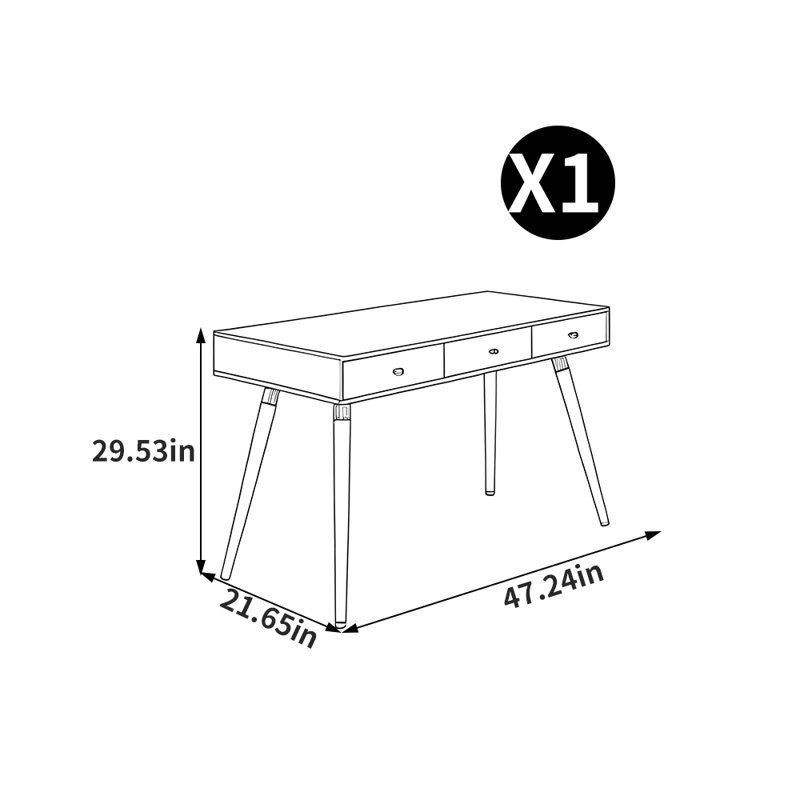 Bureau simple de style européen, Noir