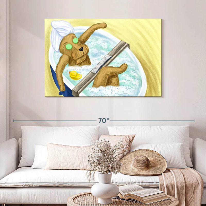 Ketti Dog In A Bubble Bath, 30" H x 45" W