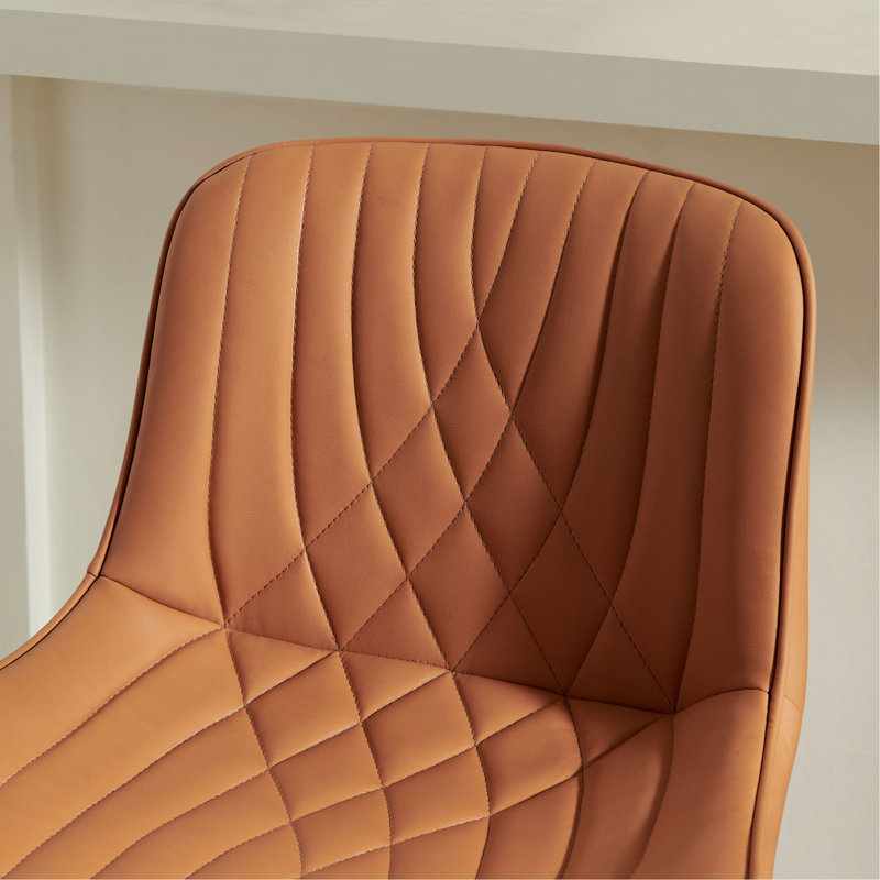 Tabouret réglable contemporain avec sièges pivotants en similicuir, ensemble de 2, Orange