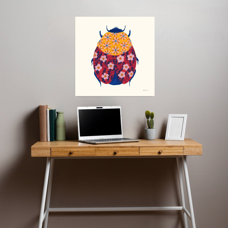 Coccinelle en fleurs III, H 18 po x l 18 po