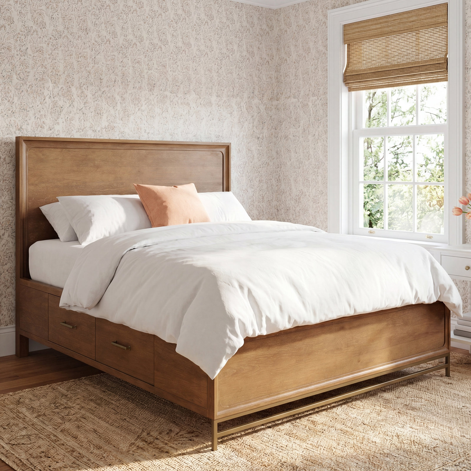 Mapleton Storage Oak Bed, King