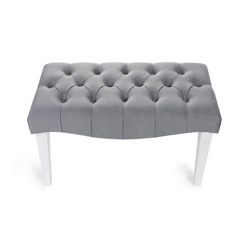 Bedroom Bench Ottoman, H40 x W80 x D35cm, Grey/White