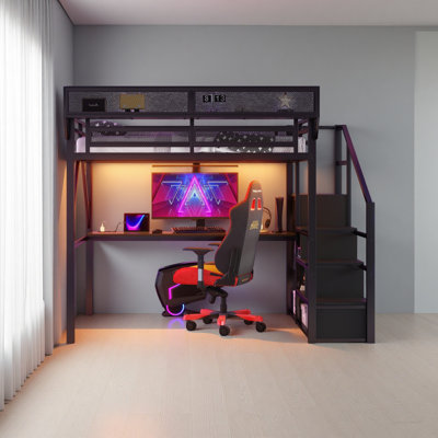 Loft Bed With Desk And Charging Station