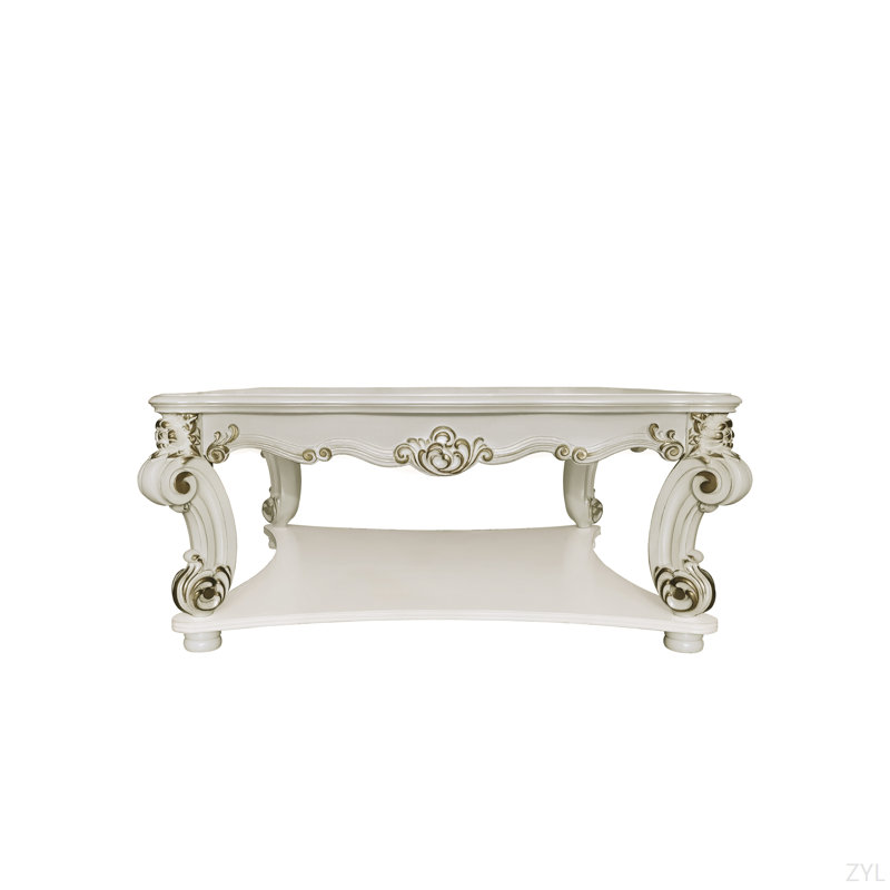 Table basse carrée à finition perle antique