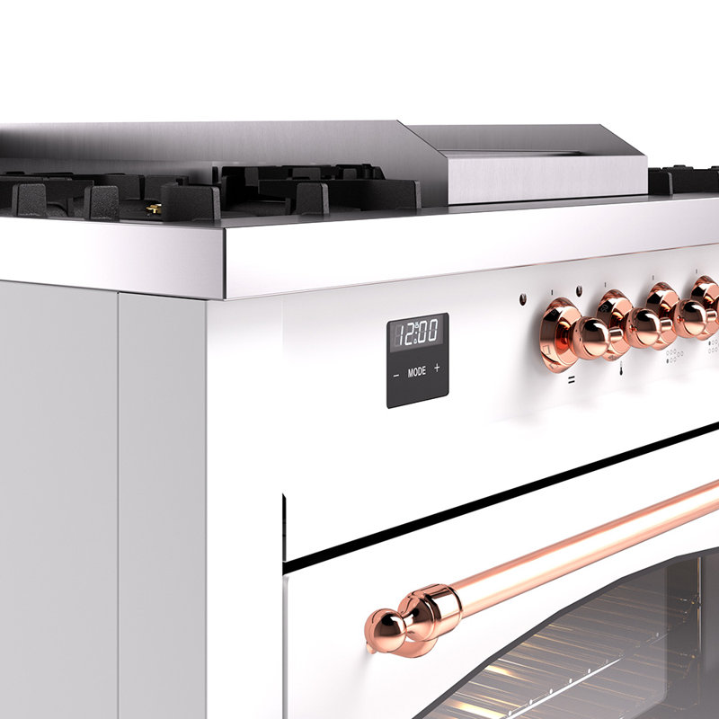 ILVE Nostalgie II 60 Dual Fuel Range, 5 Burners, Griddle, Frenchtop , Liquid Propane, RAL Color/Copper