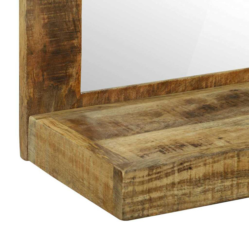 Solid Wood Rectangle Mirror, Brown Mango Wood