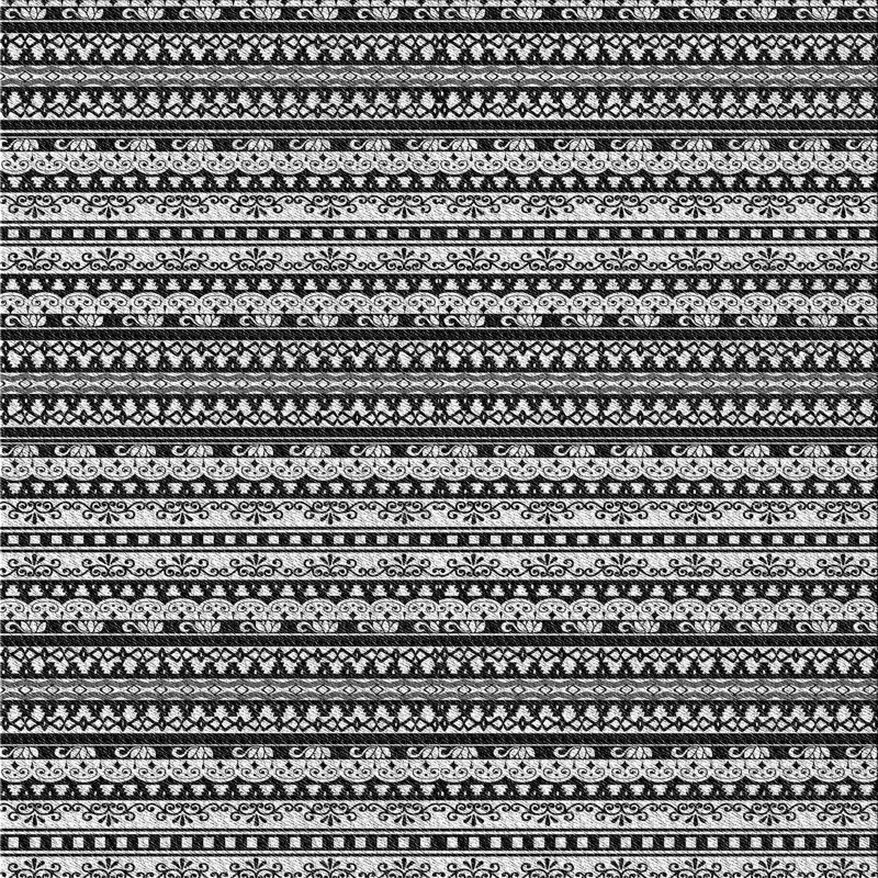 Tapis noir/blanc à motifs Lamentin, Carré 6 pi