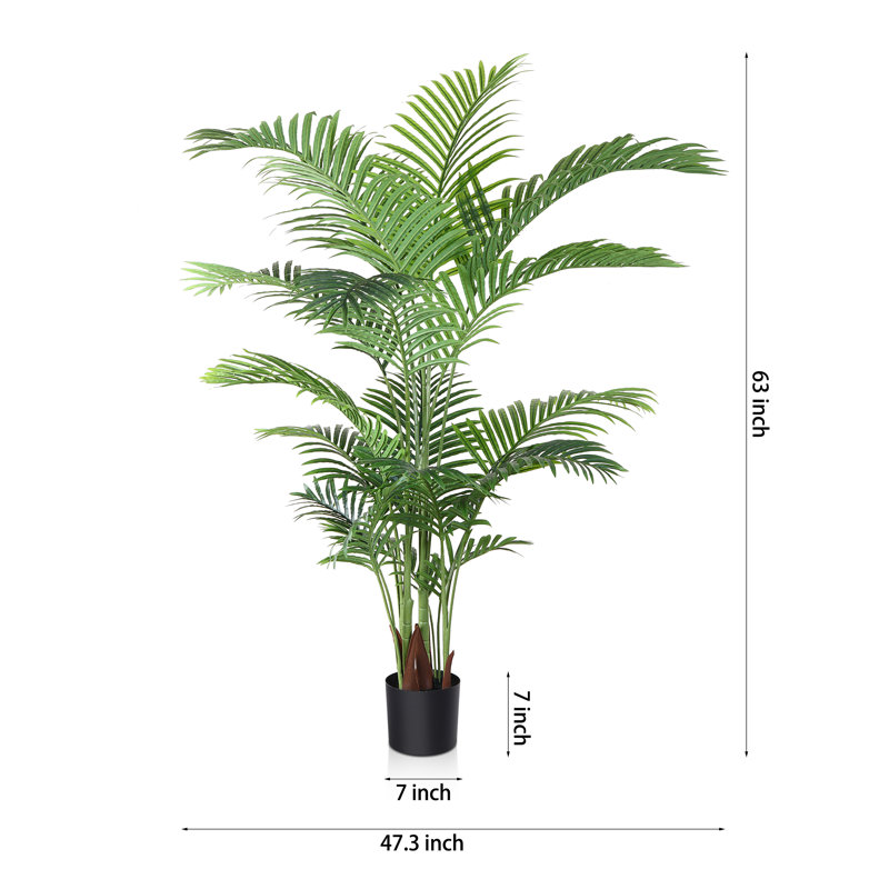 Adcock 2 - Piece Artificial Palm Tree in Pot Set, Faux Plant, 63" H x 48" W x 48" D