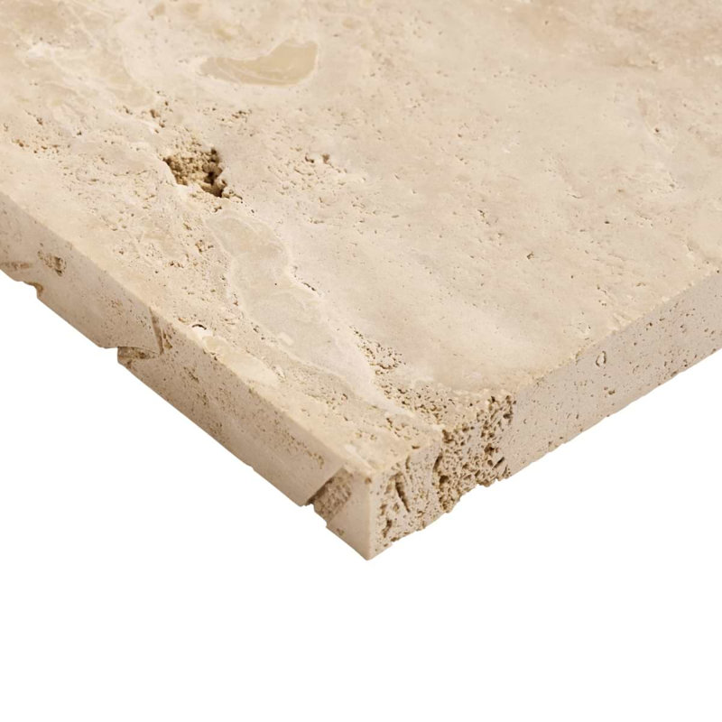 Travertine 2.5x12 Filled Brushed Vein Cut Tile, Ivory Brushed