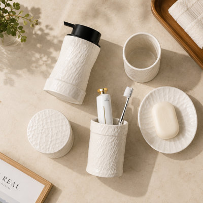 Ensemble d'accessoires de salle de bain blanc 5PCS