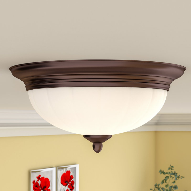 Carder Glass Flush Mount, Oil Rubbed Bronze, 6" H x 12" W