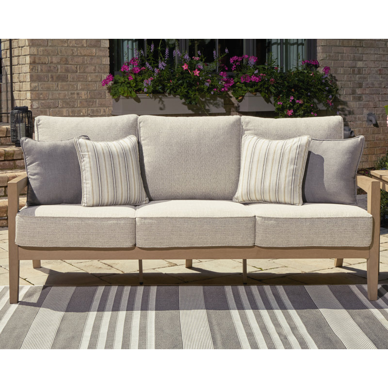 Frankie 75.88'' Wide Straight Aluminum Patio Sofa with Cushions