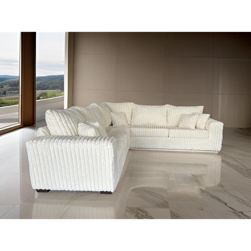 S345 Crespi Sectional, Ivory Corduroy, Brown
