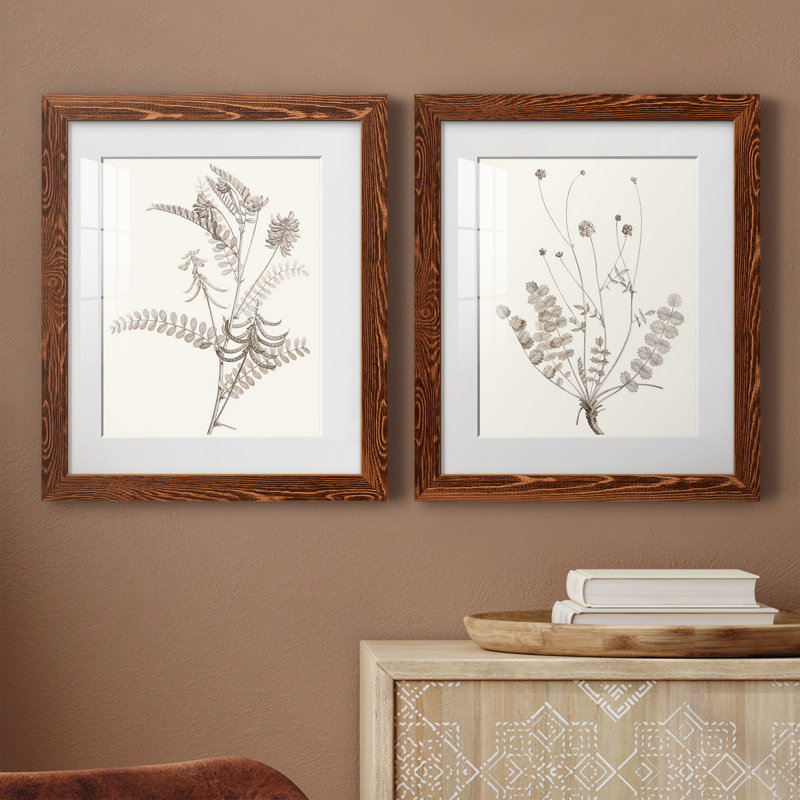 «Neutral Botanical Study VIIP», reproduction d'art encadrée - prête à être accrochée, Papier avec cadre érable, Blanc
