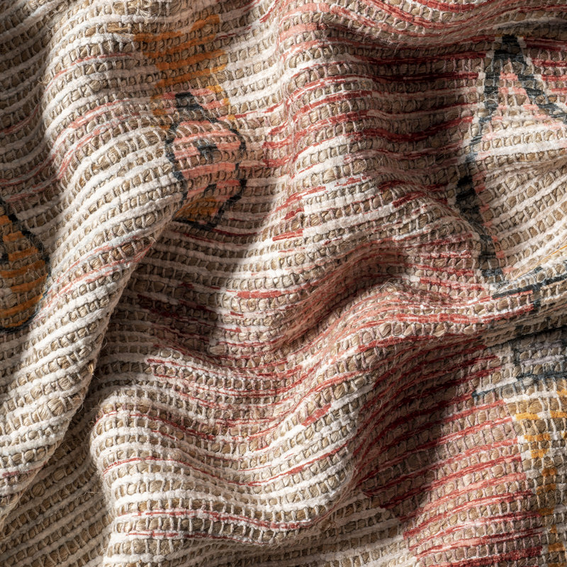 Rizer Southwestern Tasseled Handmade Flatweave Rust/Cream/Pink Rug, Round 6'
