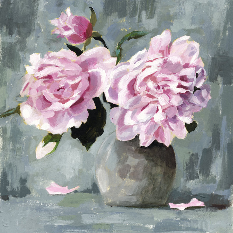 Peony Study I by Victoria Borges - Wrapped Canvas Painting, 30cm H x 30cm W
