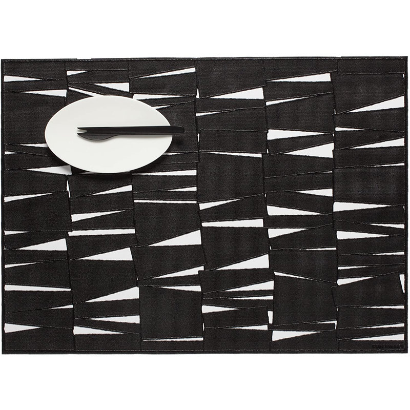 The Modern Vinyl Geometric Rectangle Placemat, Black