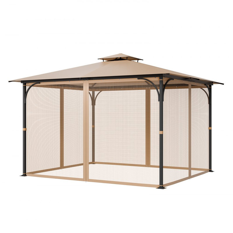 VEVOR Polyester Side Wall for Gazebo, 210.9cm H x 274cm W x 339.9cm D, Brown