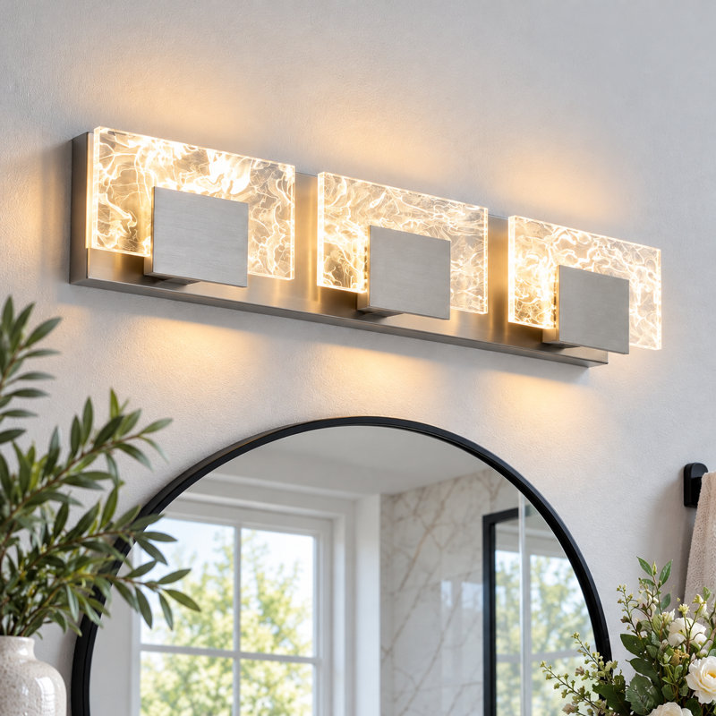3-Light Modern Bathroom Vanity Light, Nickel