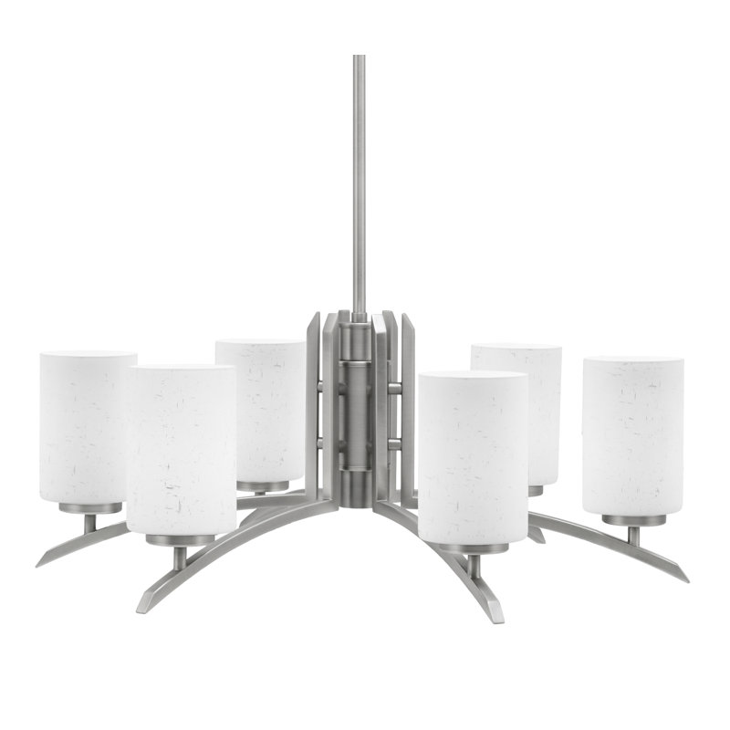 Lustre à 6 lumières kurve illustré en finition graphite avec verre mousseline blanc de 4 po