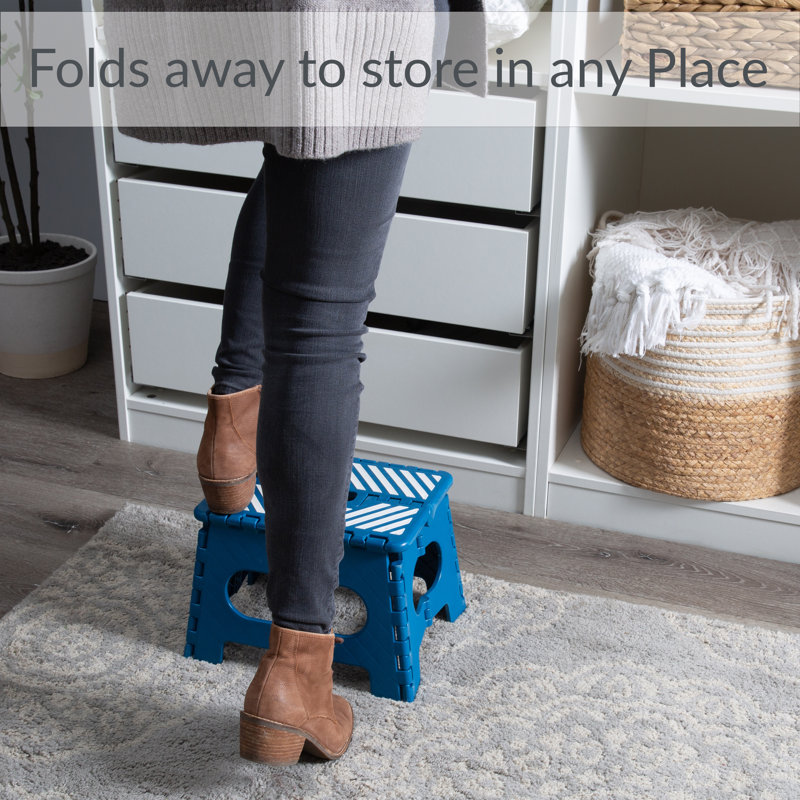 1 - Step Plastic Lightweight Folding Step Stool, Sapphire