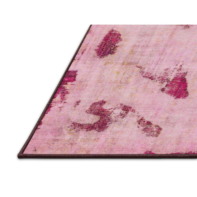 Tapis rose en laine Power Loom, Rectangle 3 pi x 5 pi