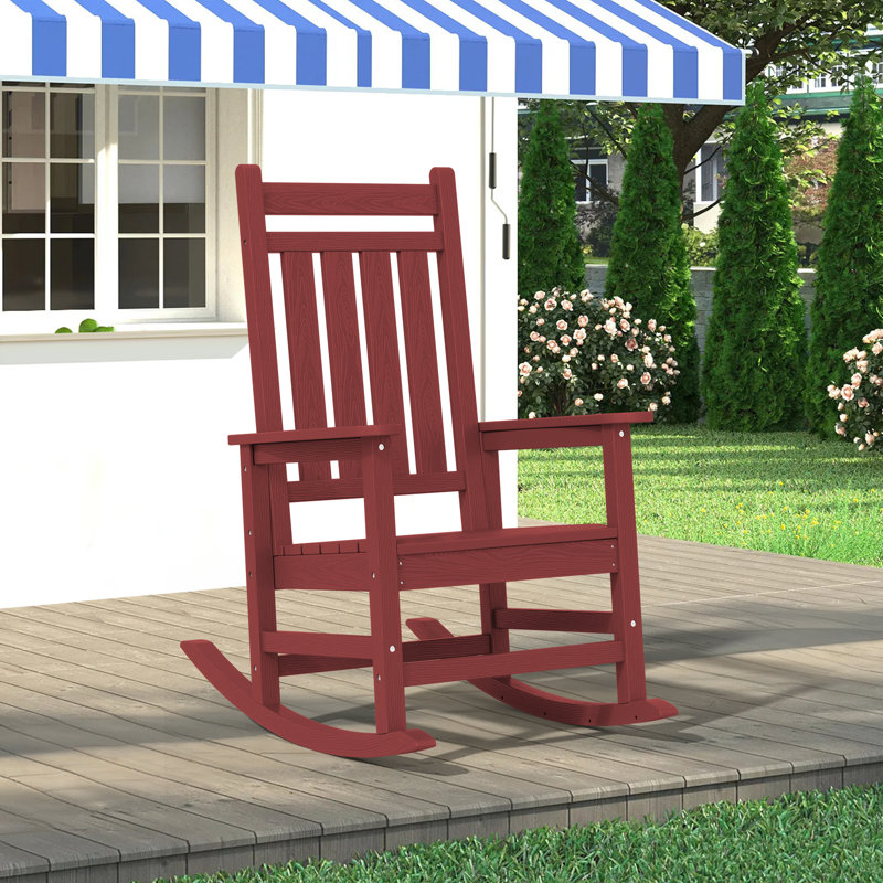 Wolak HDPE Rocking Adirondack Chair, Dark Red