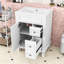 Meuble-lavabo avec lavabo en céramique, 2 tiroirs et tablette réglable-2043254268