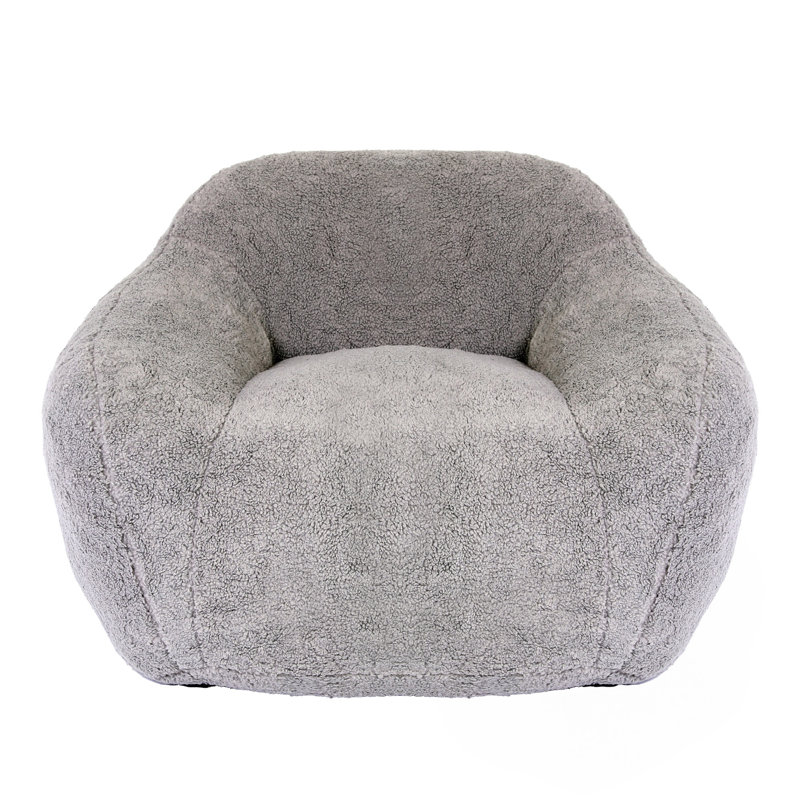 Fauteuil à billes, Peluche gris clair